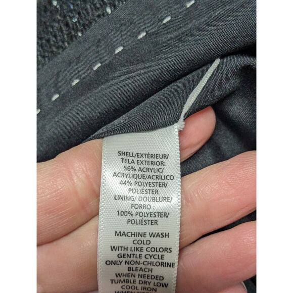 Ann Taylor Loft Blazer Wmns Sz 6 Tweed Black White Open Front Work Preppy - Picture 3 of 8